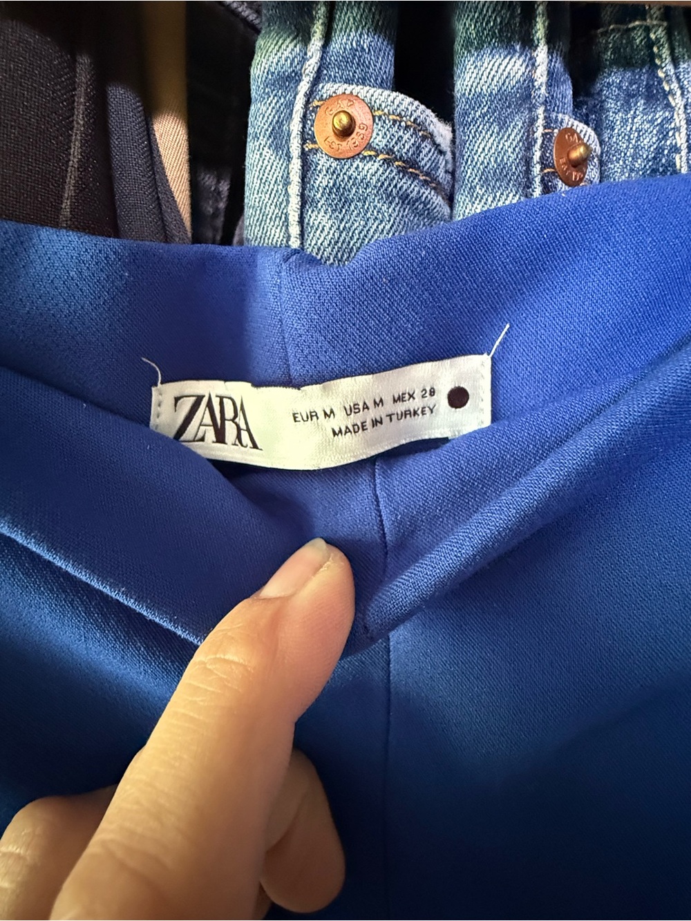 Zara Cobalt Blue High-Waist Wide-Leg Cropped Pants - Picture 2 of 4